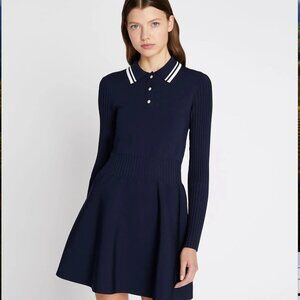 TORY BURCH TECH KNIT LONG-SLEEVE POLO DRESS